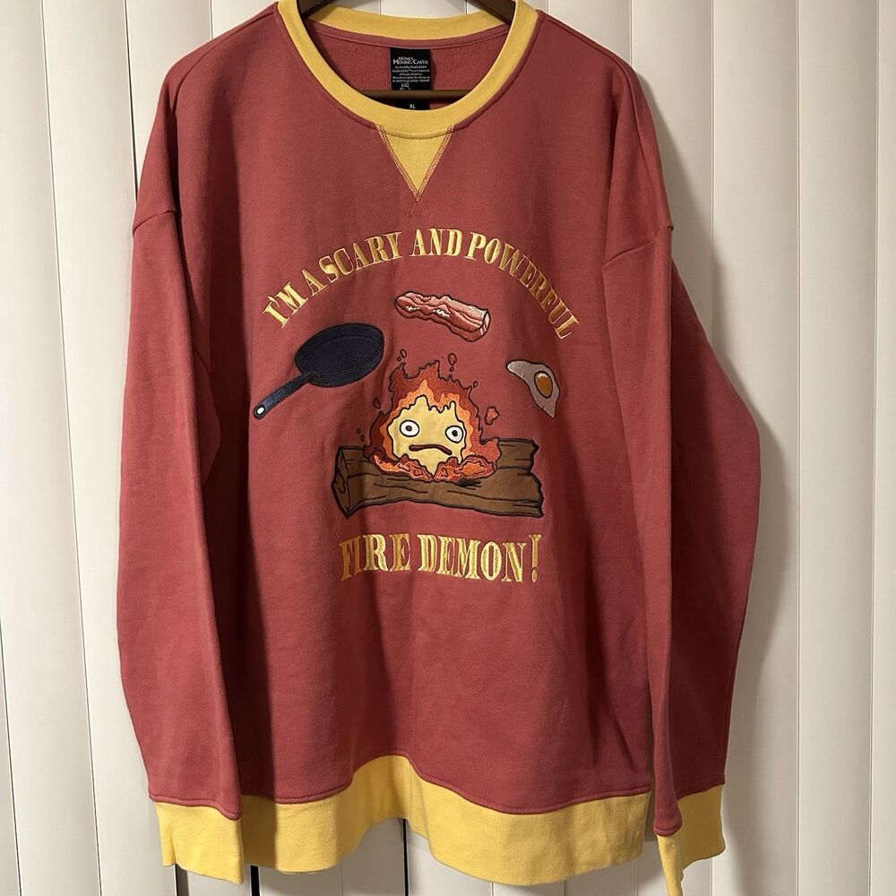 Studio Ghibli Calcifer Sweatshirt XL Howl’s Moving Castle BoxLunch Rare